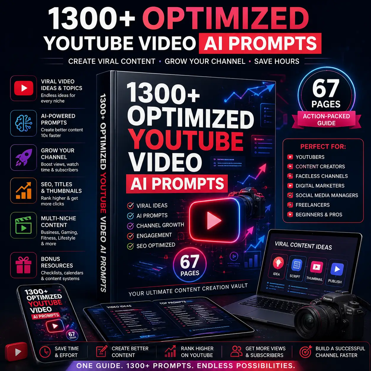 1300+ Optimized YouTube Video AI Prompts | Viral YouTube Content Ideas | ChatGPT Prompt Guide for Creators