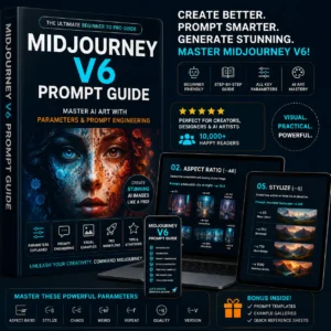Midjourney V6 Mastery Guide | AI Prompt Engineering & Parameter Control eBook